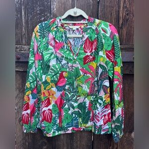 Biden Tropical Print Long Sleeve Blouse Sz 6